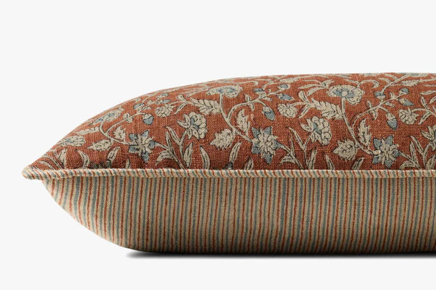 Floral Lumbar Pillow in Brick