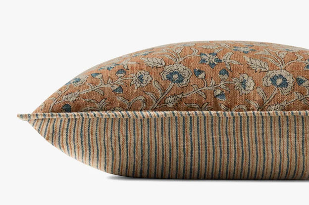 Square Linen Floral Brick / Multi Pillow