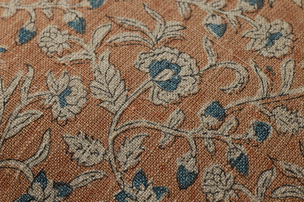 Square Linen Floral Brick / Multi Pillow