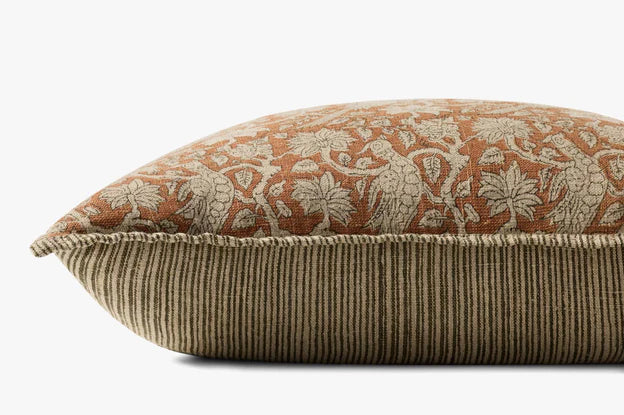 Linen Rust Floral Pillow