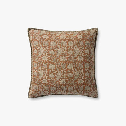 Linen Rust Floral Pillow