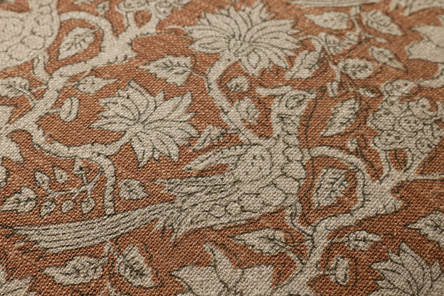 Linen Rust Floral Pillow