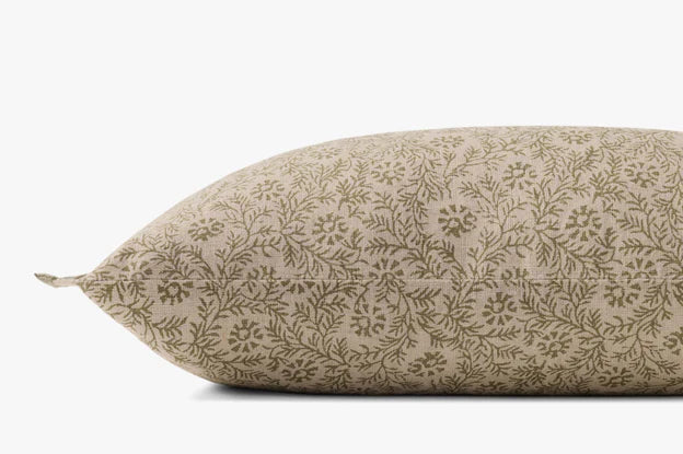 Green Floral Lumbar Pillow by Loloi