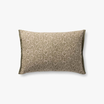 Green Floral Lumbar Pillow by Loloi