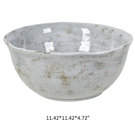 Scalloped Edge Cracked Glaze Bowl
