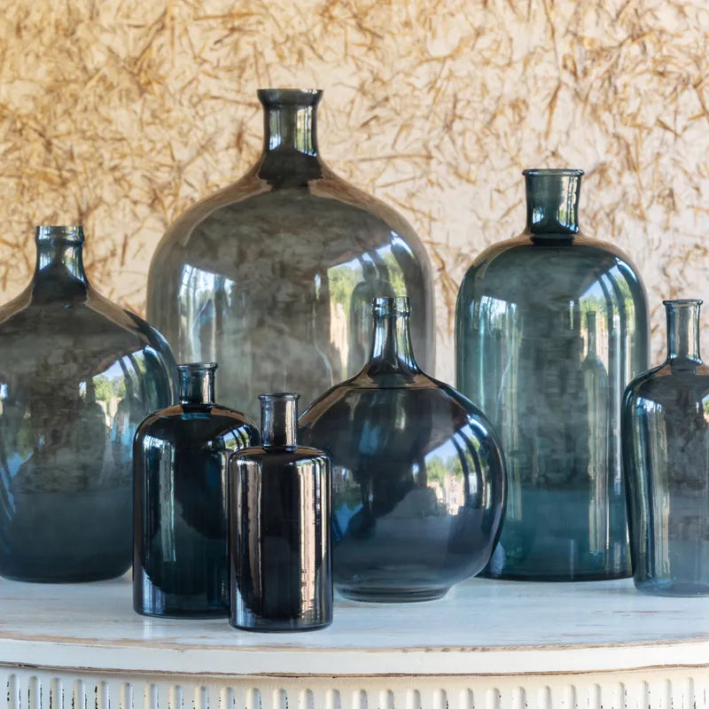 Blue Glass Bottle Vase