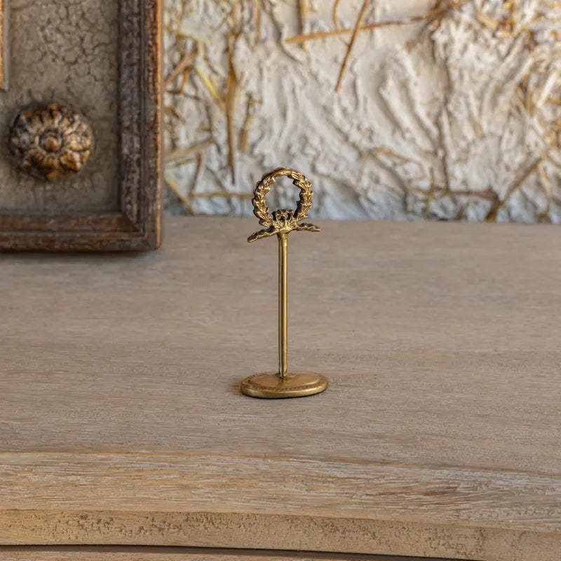 Antique Gold Wreath Place Card Holder