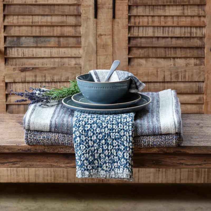 Blue Floral Print Dishtowel
