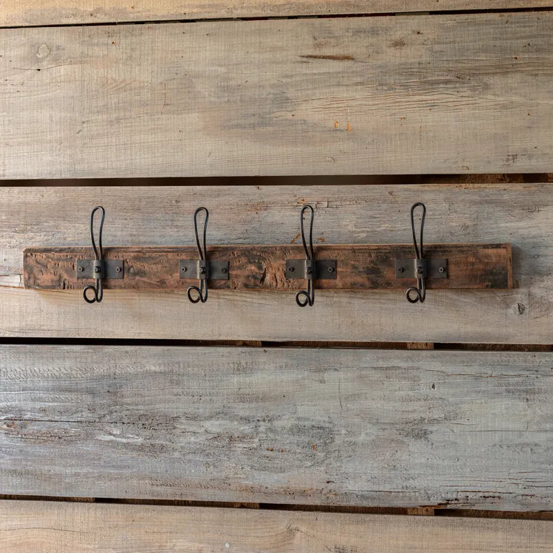 Iron and Rustic Wood Coat Hanger