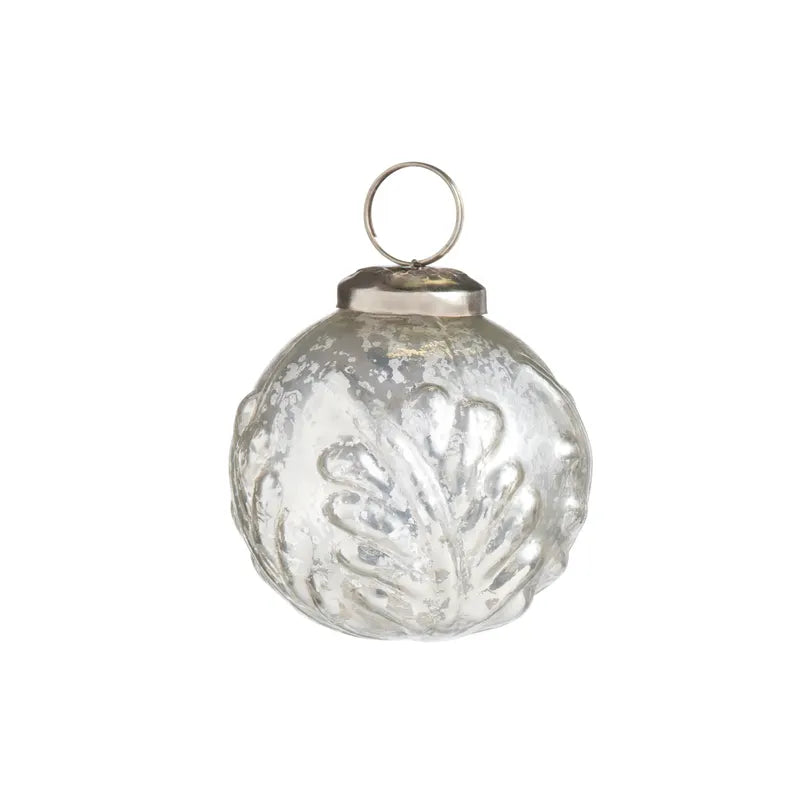 Embossed Silver Laurel Mercury Glass 2" Ornament