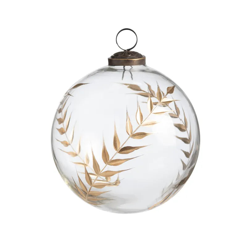Gold Etched Laurel Glass Ornament