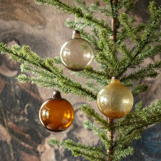 Assorted Recycled Amber Glass Ornaments