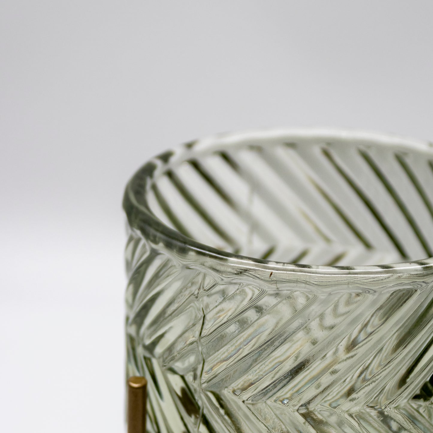 Patterned Glass Candle Holder on Metal Stand