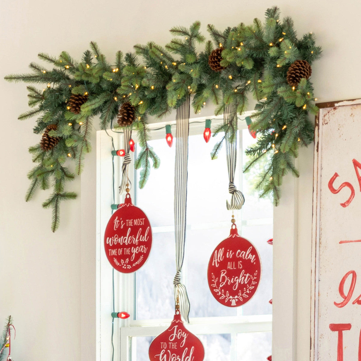 Blue Spruce Garland with LED Lights