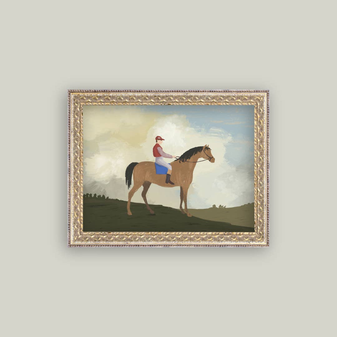 Horse Rider Framed Antique Art