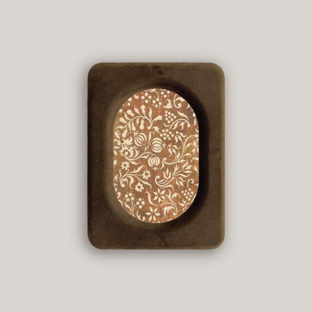 Mocha Velvet Glass Photo Frame with Floral Print