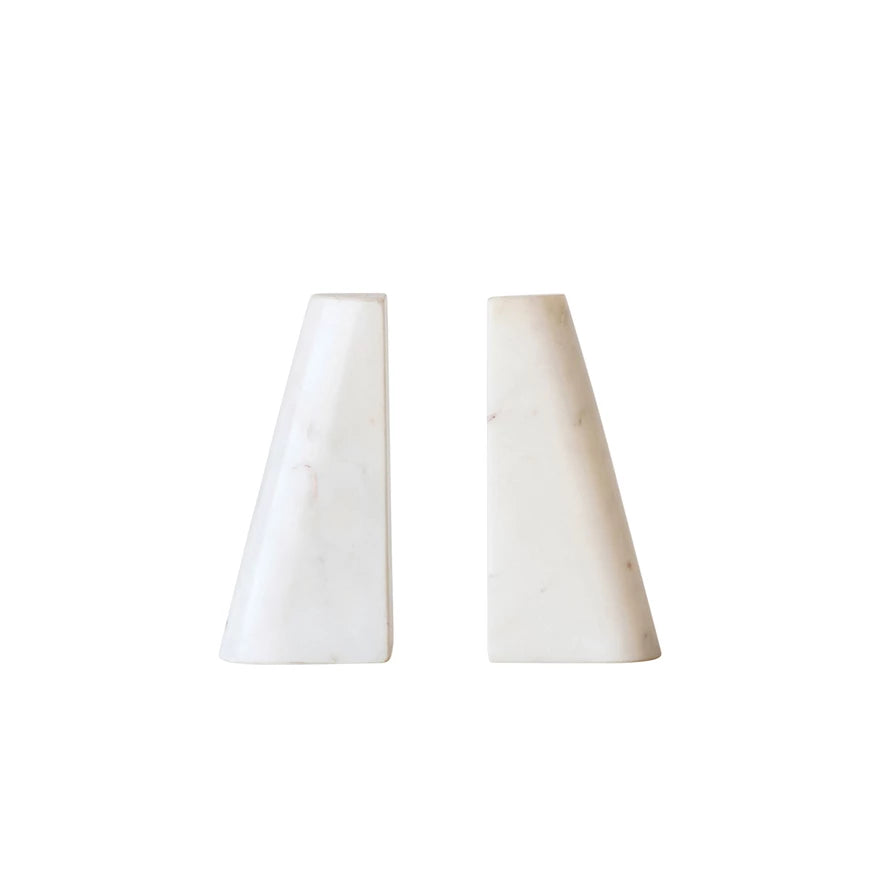 White Marble Bookends