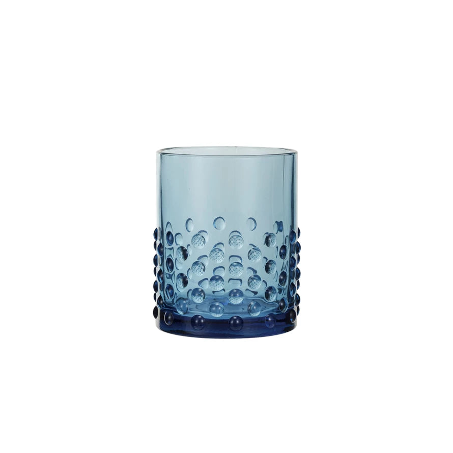 12 oz. Blue Hobnail Drinking Glass