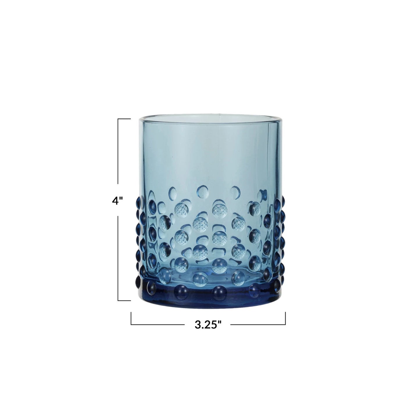 12 oz. Blue Hobnail Drinking Glass
