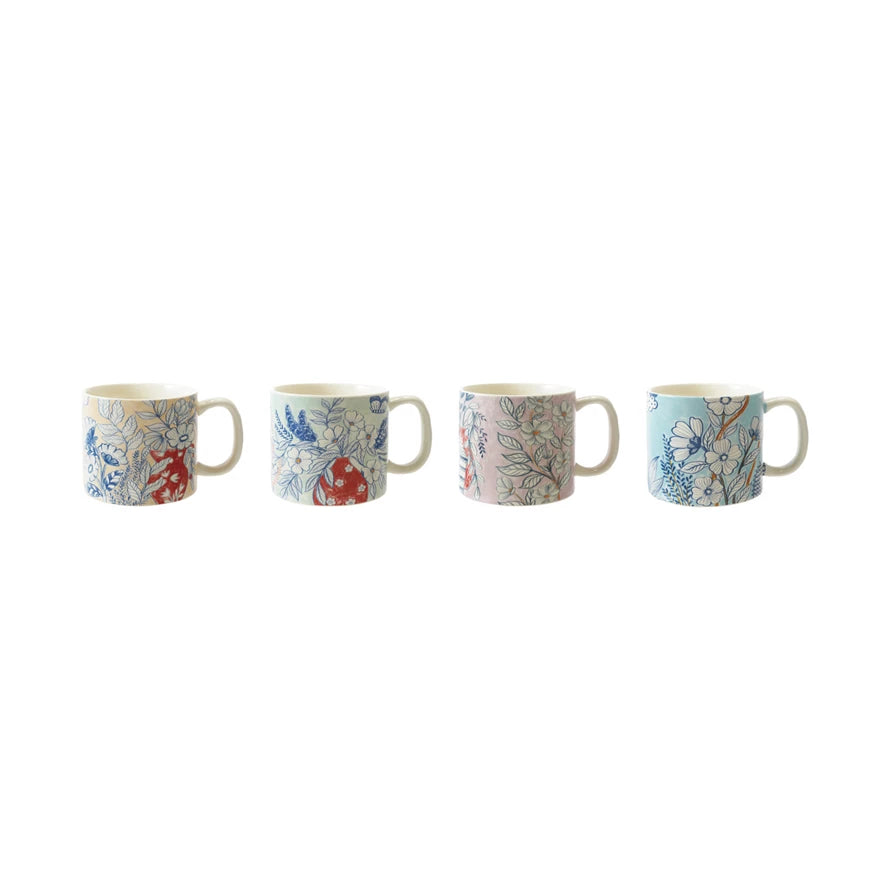 Stoneware Mug w/ Flowers