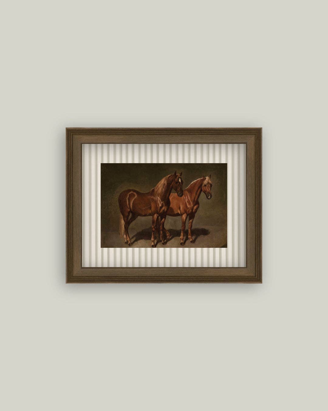 Two Horses with Striped Matte Framed Art
