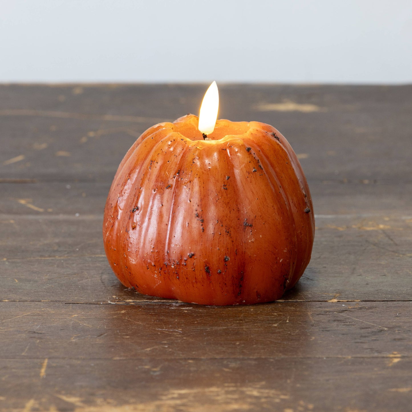 Orange Pumpkin LED Candle with 3D Flame | Two Sizes