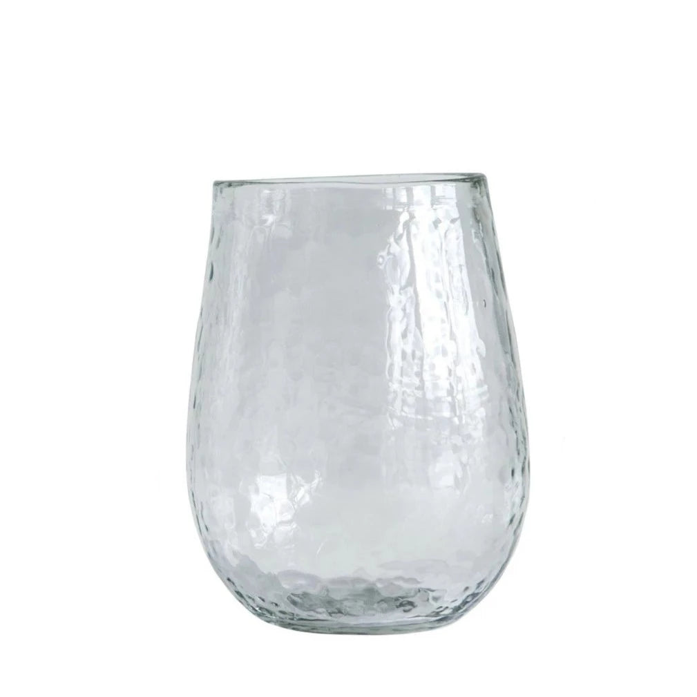 Hammered Glass Stemless Wine Glass