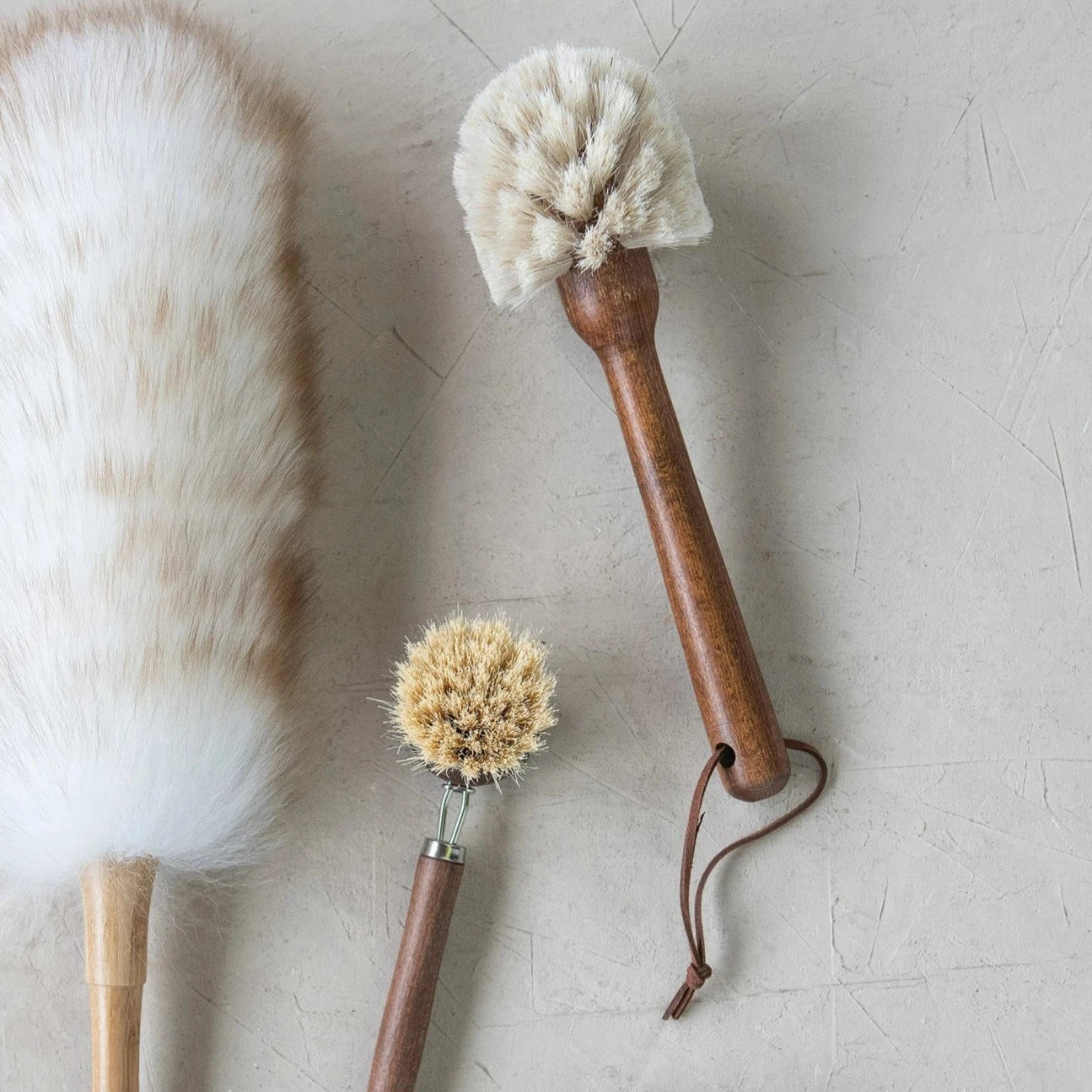 Beech Wood Brush with Leather Tie