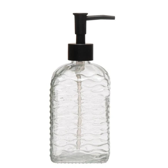 Embossed Glass Soap Dispenser w/ Pump