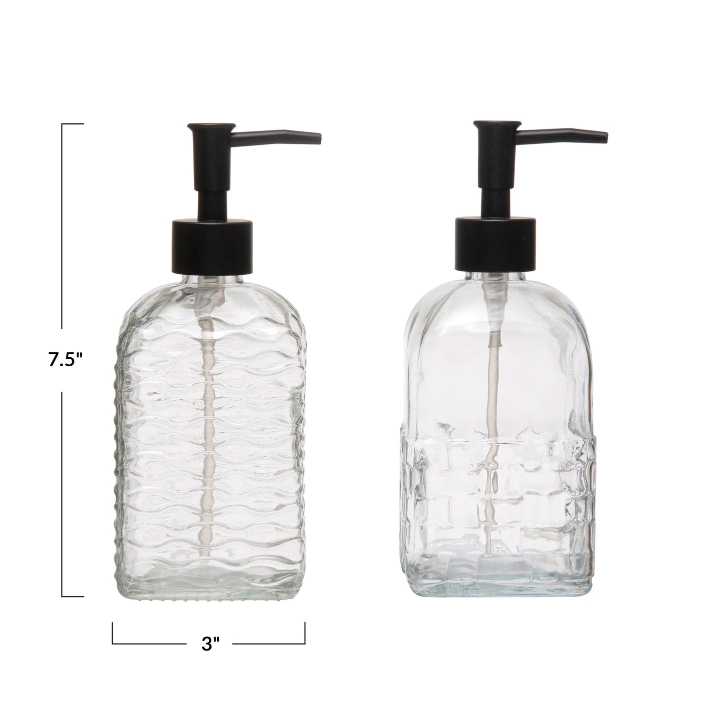 Embossed Glass Soap Dispenser w/ Pump