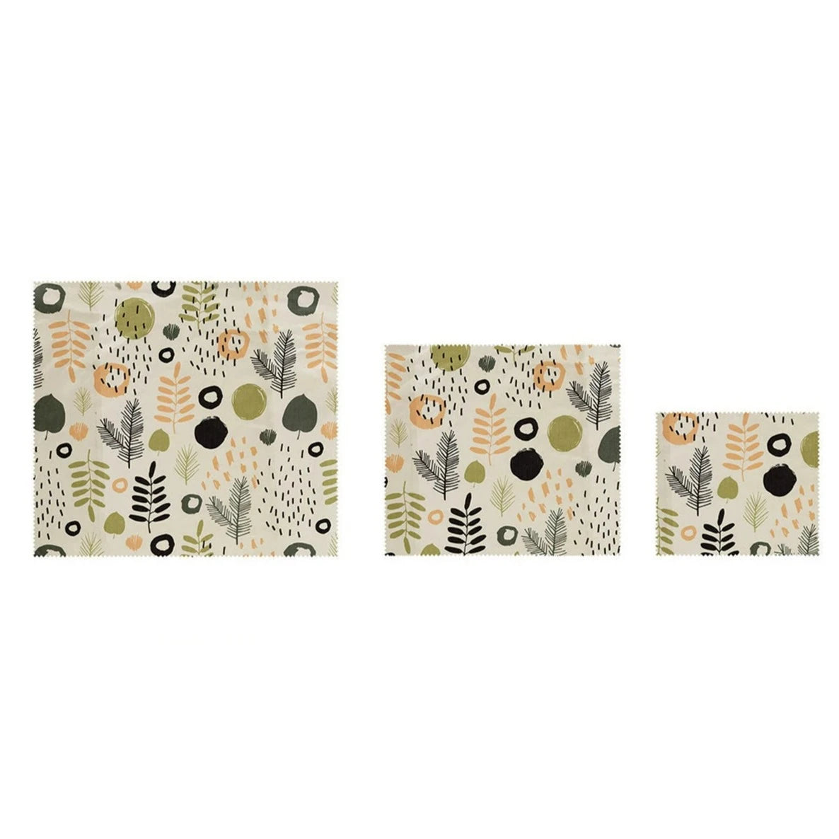 Set of 3 Square Reusable Fabric Beeswax Food Covers with Prints