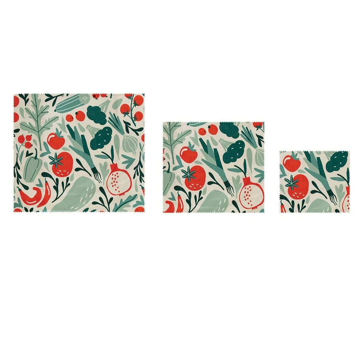 Set of 3 Square Reusable Fabric Beeswax Food Covers with Prints