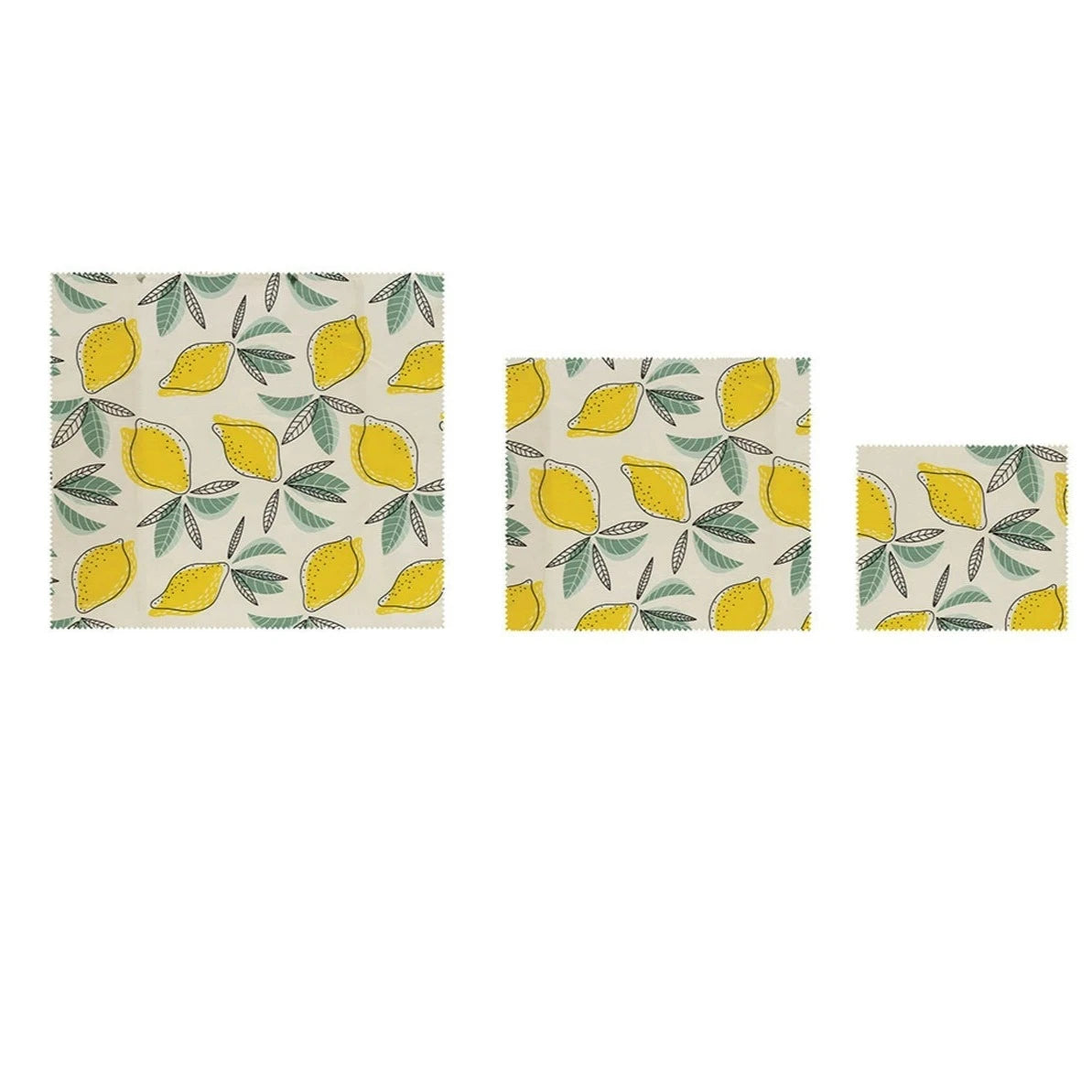 Set of 3 Square Reusable Fabric Beeswax Food Covers with Prints