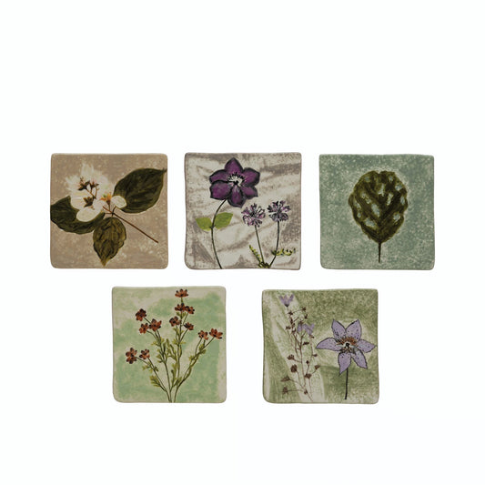 Hand-Painted Trivet with Debossed Florals