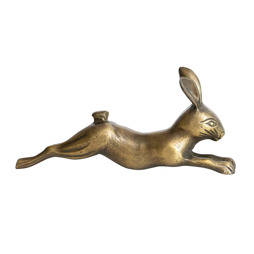 Antiqued Brass Finish Cast Aluminum Rabbit