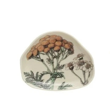 Stoneware Dish w/ Florals, 3 Styles