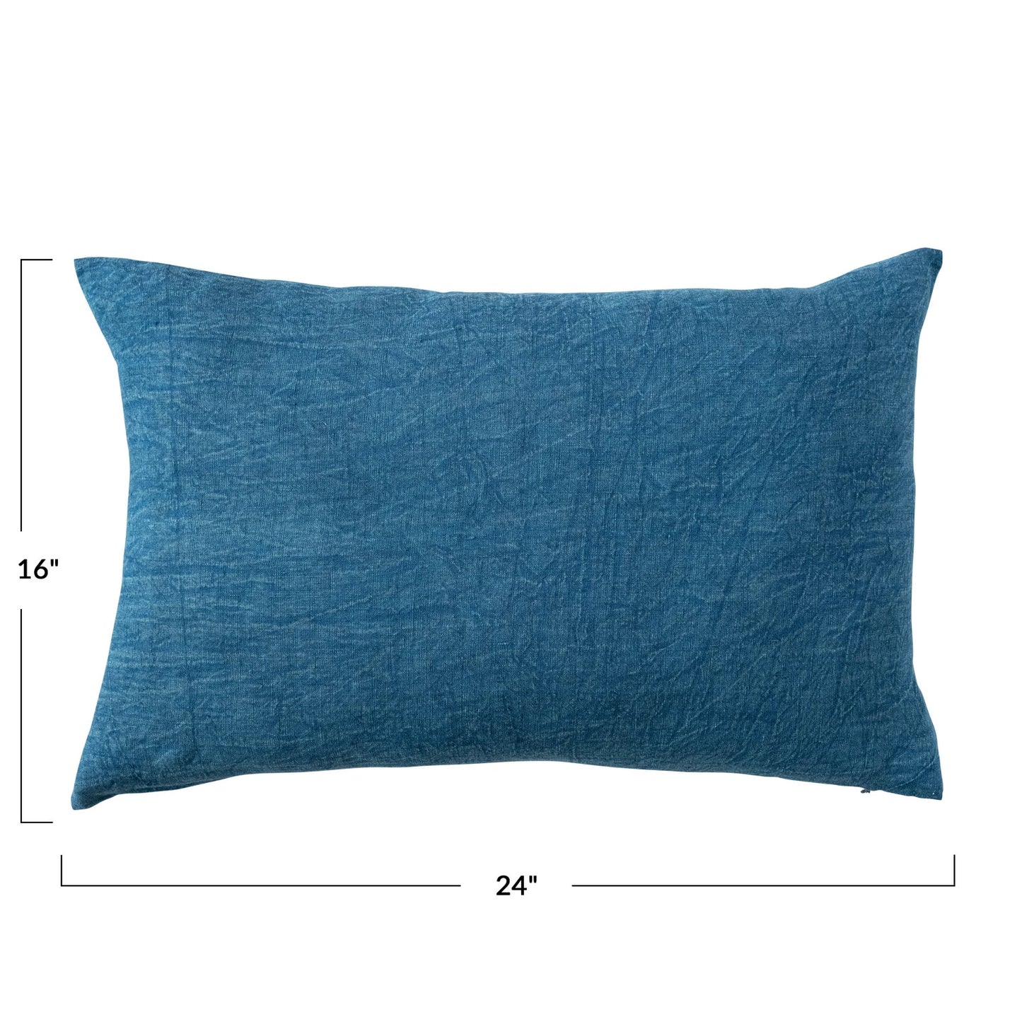 Stonewashed Linen Lumbar Pillow in Blue