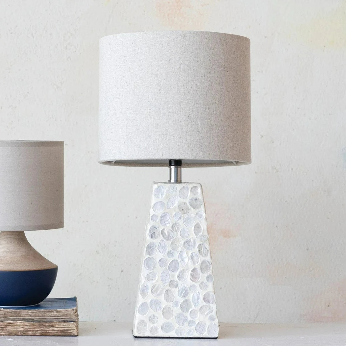 Capiz Shell Table Lamp with Linen Shade