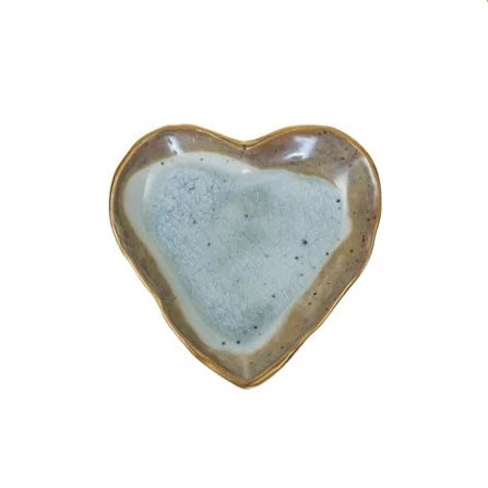 Stoneware Heart Dish with Gold Edge