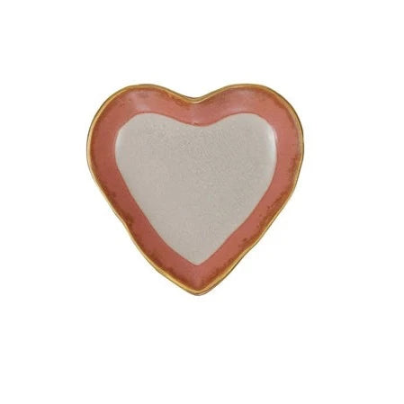 Stoneware Heart Dish with Gold Edge