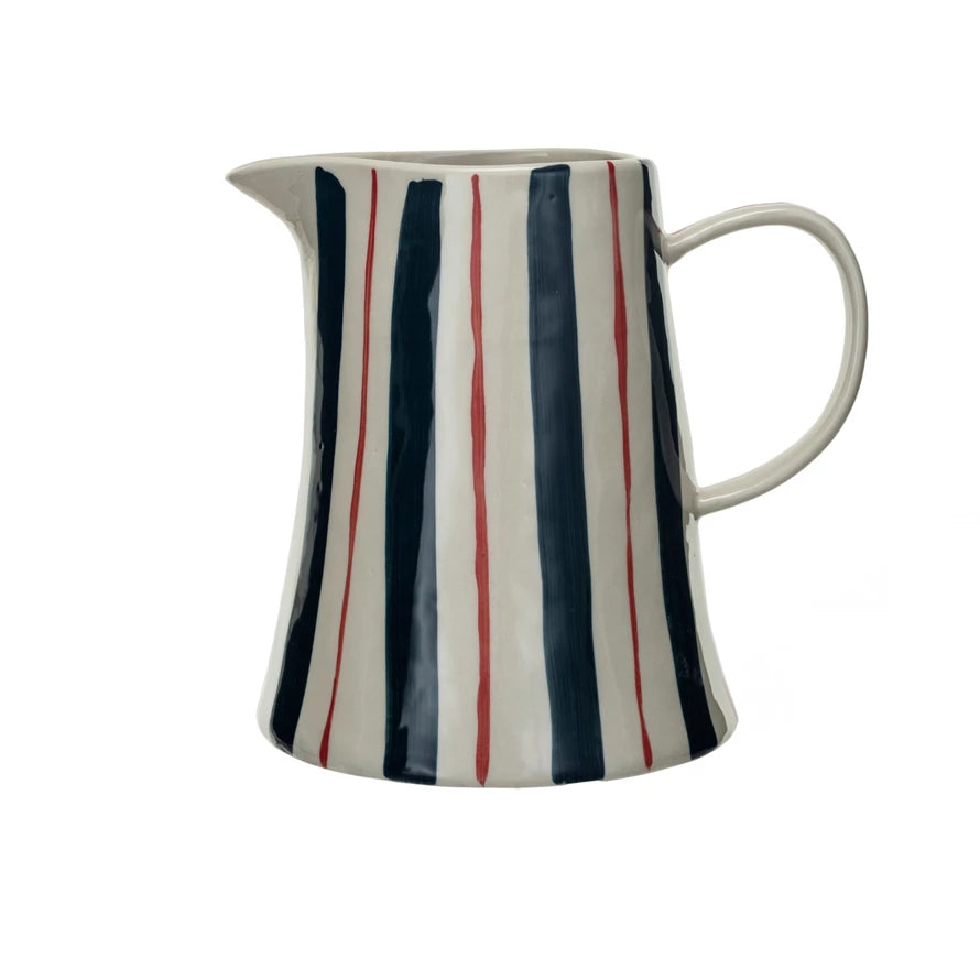 Striped Stoneware Pitcher