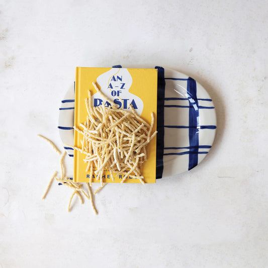 Navy Plaid Hand-Painted Stoneware Platter