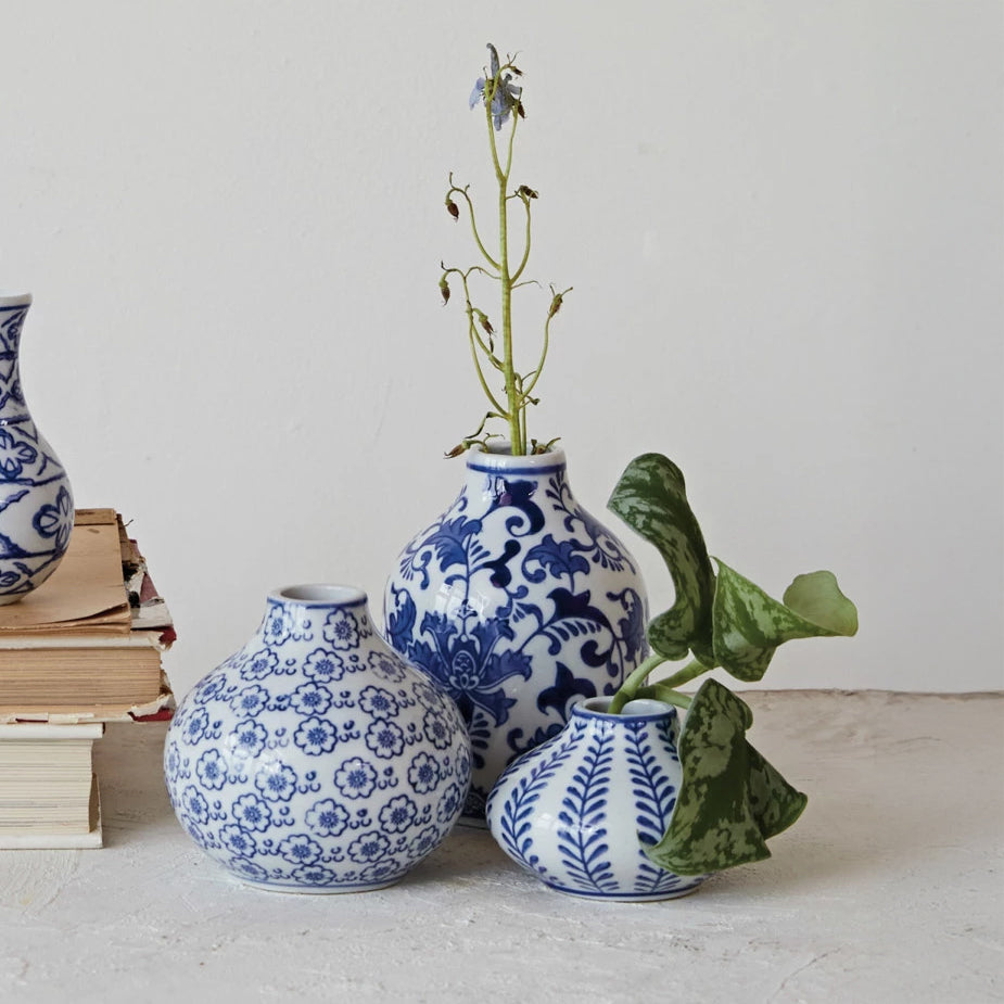 Blue and White Stoneware Vases
