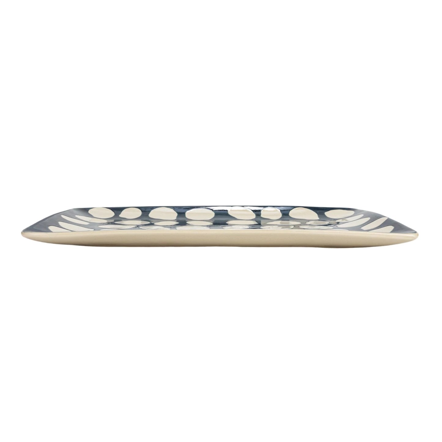 Hand-Painted Stoneware Platter w/ Dots