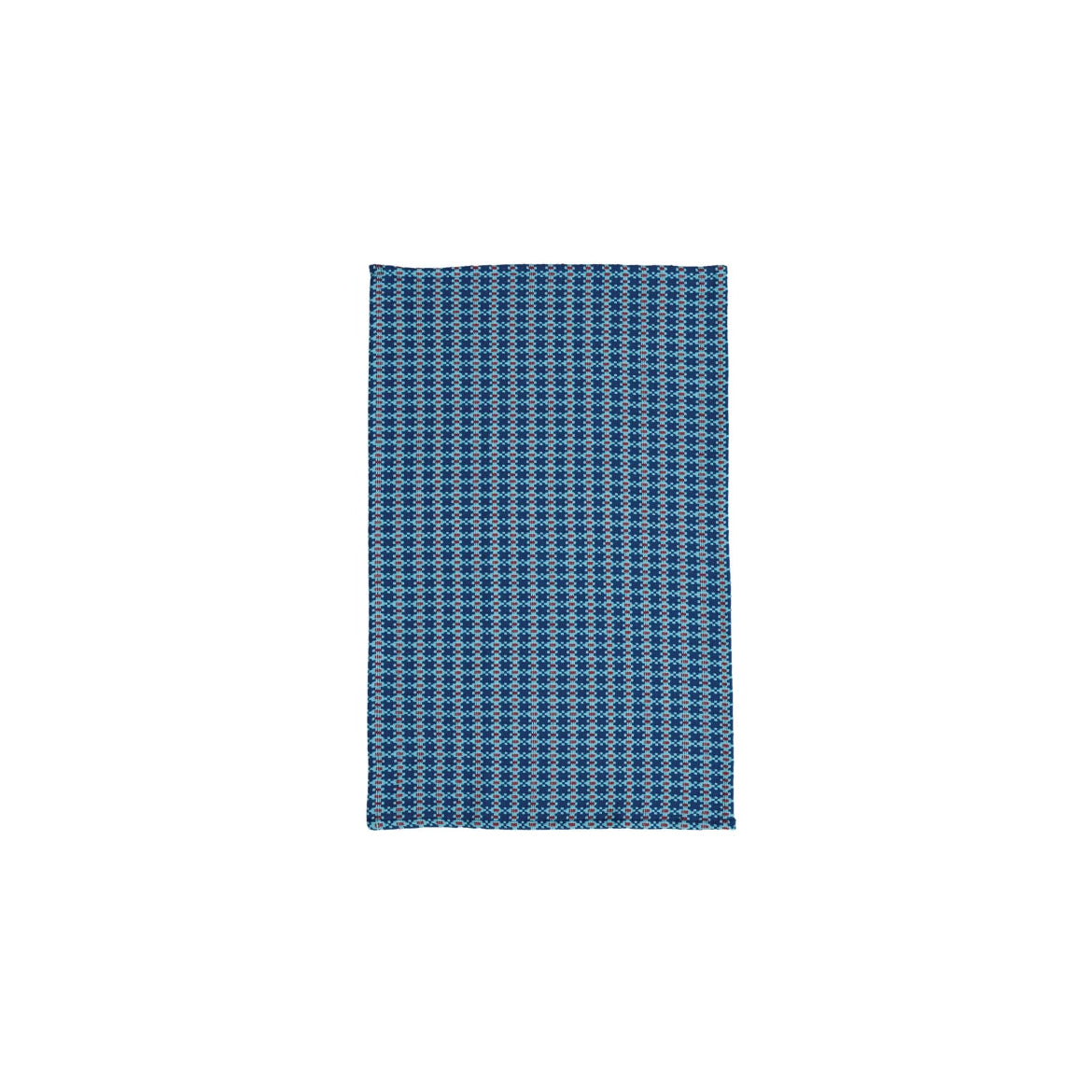 Woven Cotton Waffle Weave Tea Towel w/ Pattern & Stitched Edge