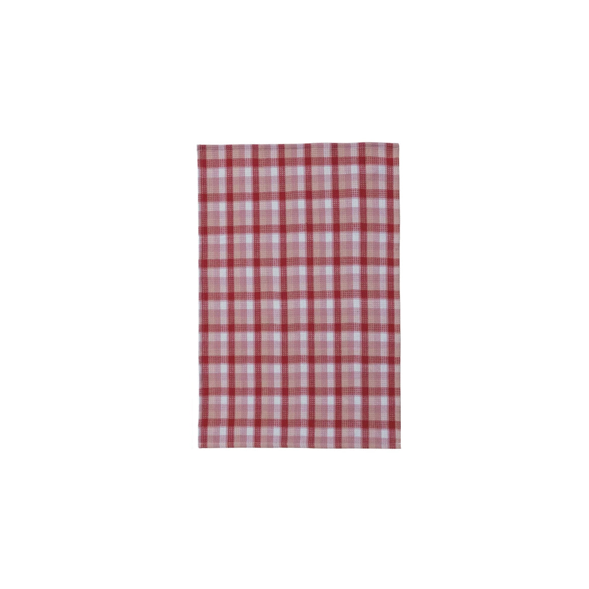 Woven Cotton Waffle Weave Tea Towel w/ Pattern & Stitched Edge