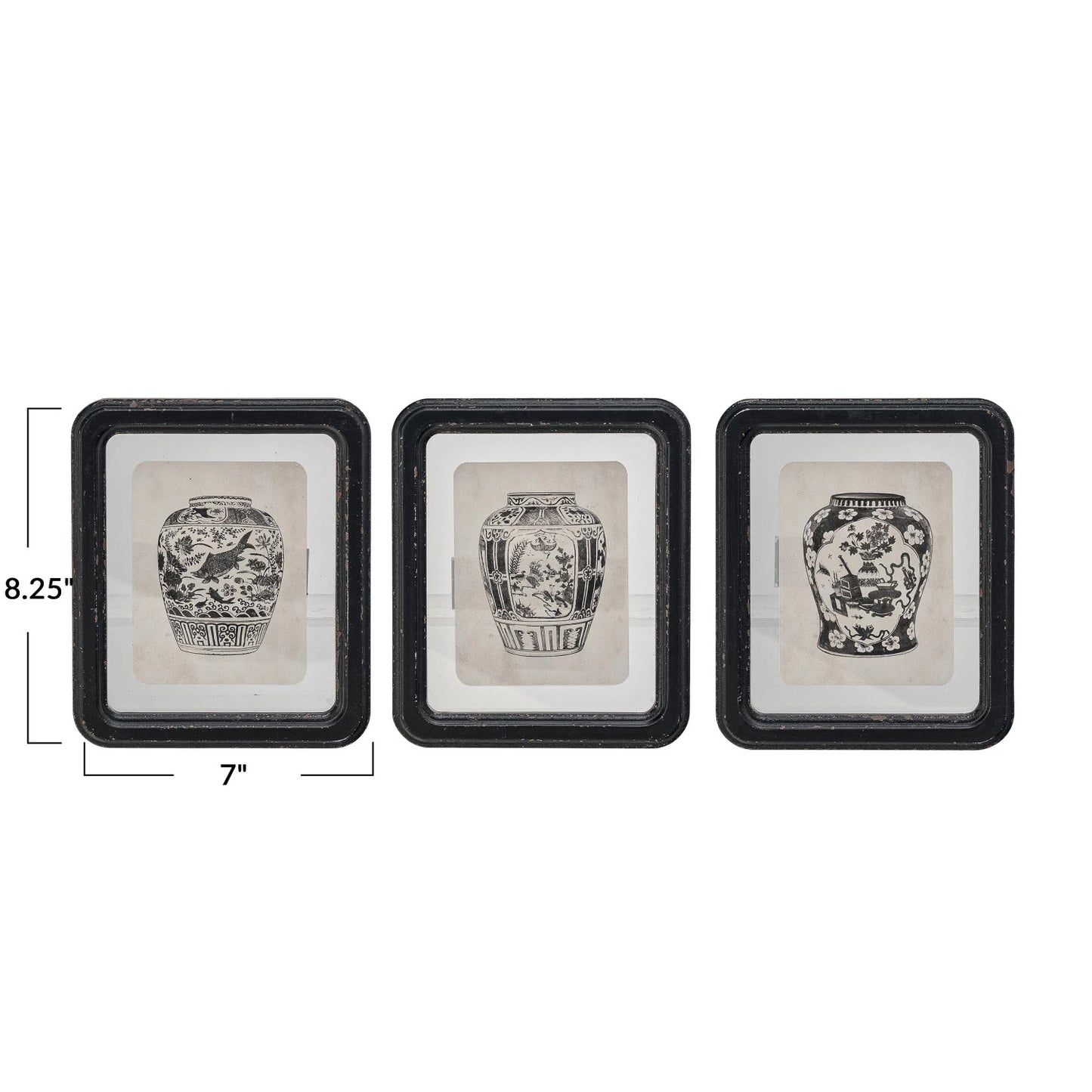 Wood Framed Glass Wall Floating Vase Print