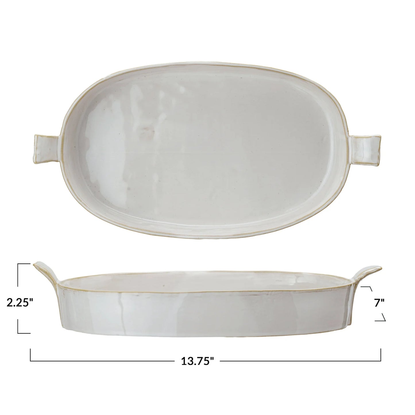 Stoneware Baker with Handles | White