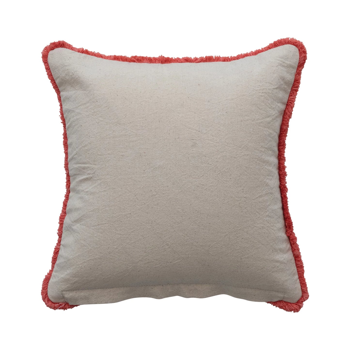 Pillow with Flowers, Embroidery & Eyelash Fringe