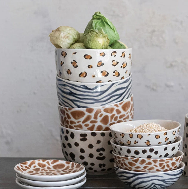 Animal Print Stoneware Bowls